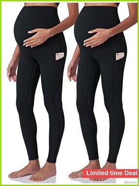 Maternity Workout Leggings Yoga Pants Pockets High Rise